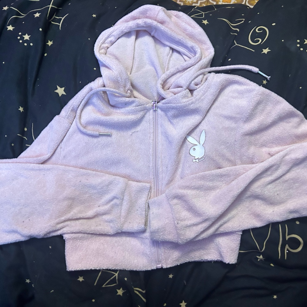 Cropped play boy zip up